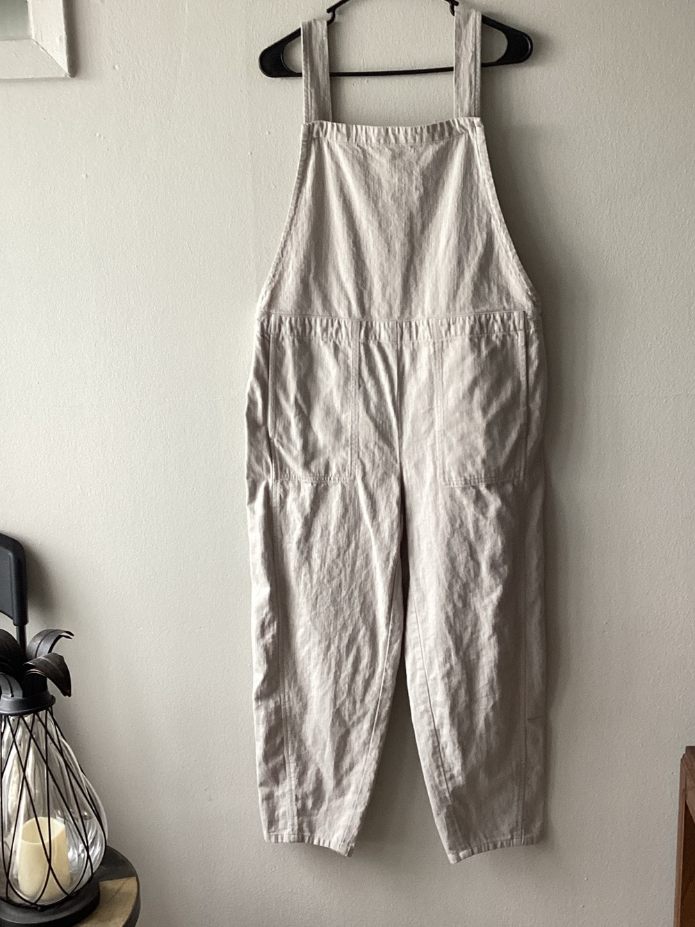 Eileen Fisher Light Beige Cotton Overalls Jumpsuit